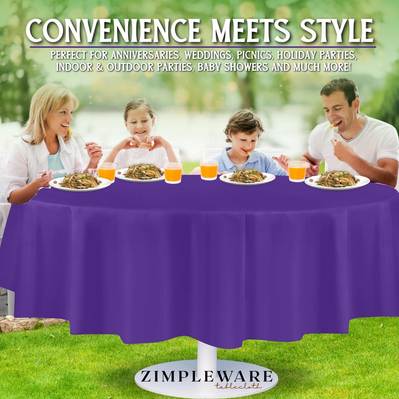 ZIMPLEWARE Premium Purple Plastic Table Cloth Disposable (6 Pack) Round Tablecloth (84in) Party Table Cloths Disposable, Perfect Table Cloth Round Cover for Any Table Up to 6 Feet - Image 4